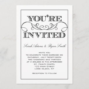 Convite preto & branco do redemoinho moderno do