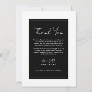 Convite Preto Branco Dourado Moderno Minimalista Obrigado