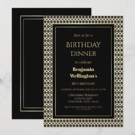 Convite Preto Branco e Dourado 18º Janto de Aniversário