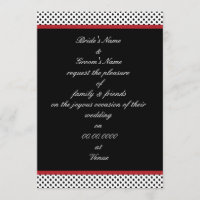 Convite preto, branco e vermelho das bolinhas