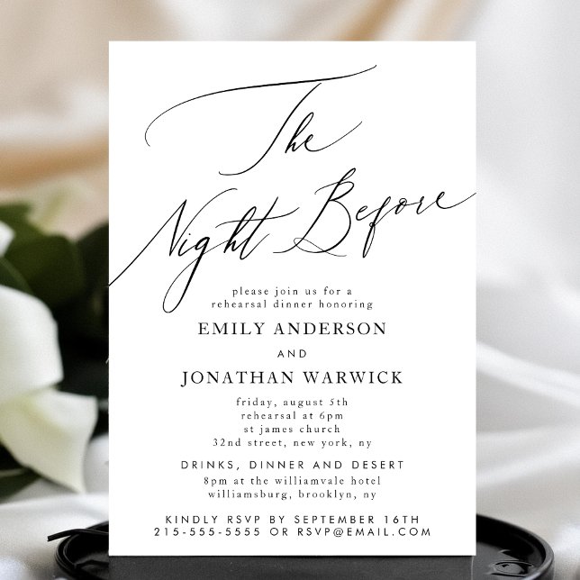 Convite Preto Branco Na Noite Antes Do Casamento De Ensaio (Criador carregado)
