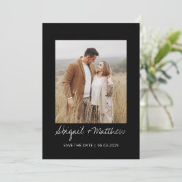 Convite Preto Branco Simples Manuscrito Salvar A Foto Da D