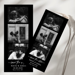 Convite preto branco Três caligrafia de foto elegante rote