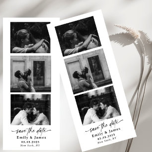 Convite preto  branco Três foto  caligrafia chique script