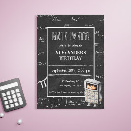 Convite Preto Chalkboard Matemático Fórmulas para Criança