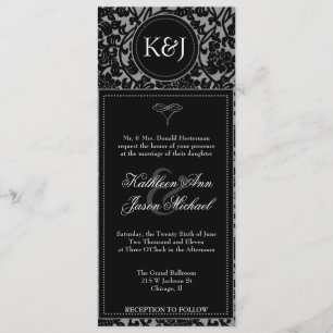 Convite preto & cinzento gótico do casamento do