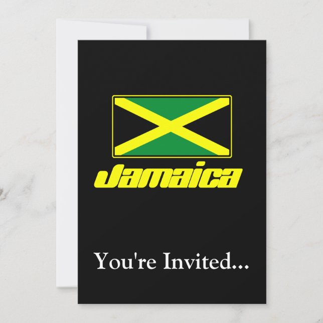 Convite Preto com bandeira da Jamaica (Frente)