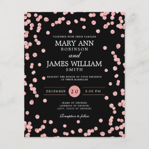Convite Preto com Brilho em Rose Gold para Casamen