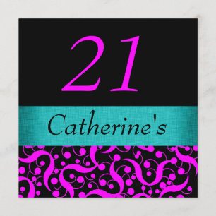 Convite Preto cor-de-rosa do aqua elegante alguma