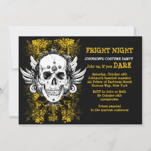 Convite Preto da Noite de Terror da Caveira Grunge