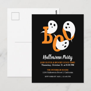 Convite Preto de Fantasmas Boo de Festa de Hallowe