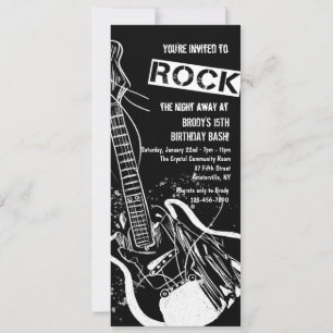 Convite Preto de Guitarra de Rock