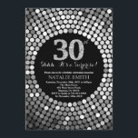 Convite Preto do aniversário de 30 anos da surpresa e<br><div class="desc">Convite do aniversário de 30 anos da surpresa. Preto e brilho da prata. Diamante de prata. Festa de aniversário adulta. Para homens ou mulheres. Para uma personalização mais adicional,  clique por favor "personalizam-no" botão e usam-nos nossa ferramenta de design para alterar este modelo.</div>