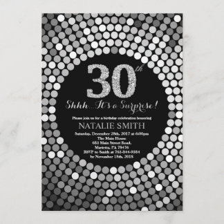 Convite Preto do aniversário de 30 anos da surpresa e