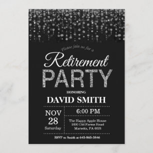 Convite Preto do partido de aposentadoria e brilho da