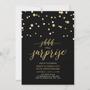 Convite Preto & Dourado 50º Aniversário de Casamento Sur