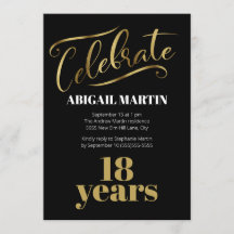 Preto Dourado branco 18ª Festa de aniversário