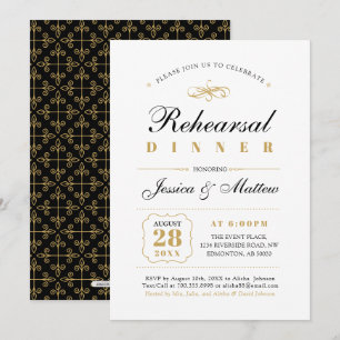 Convite Preto & Dourado   Jantar de Ensaios de Casamento E
