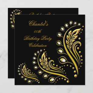 Convite Preto Dourado qualquer Bolsa mensageifesta de aniv