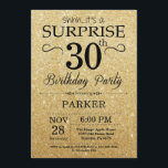 Convite Preto e aniversário de 30 anos Dourado da surpresa<br><div class="desc">Preto e convite Dourado do aniversário de 30 anos da surpresa do brilho. Fundo Dourado do brilho. Aniversário adulto. Os homens ou as mulheres Bday convidam. Alguma idade. Para uma personalização mais adicional,  clique por favor "personalizam-no" botão e usam-nos nossa ferramenta de design para alterar este modelo.</div>