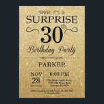 Convite Preto e aniversário de 30 anos Dourado da surpresa<br><div class="desc">Preto e convite Dourado do aniversário de 30 anos da surpresa do brilho. Fundo Dourado do brilho. Aniversário adulto. Os homens ou as mulheres Bday convidam. Alguma idade. Para uma personalização mais adicional,  clique por favor "personalizam-no" botão e usam-nos nossa ferramenta de design para alterar este modelo.</div>