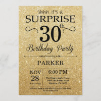 Preto e aniversário de 30 anos Dourado da surpresa