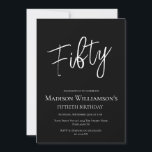 Convite Preto e branco 50 Festa de aniversário mínima I<br><div class="desc">Preto e branco 50 Festa de aniversário mínima. O material de papelaria e os suprimentos de festa estão disponíveis na instância</div>