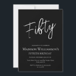 Convite Preto e branco 50 Festa de aniversário mínima I<br><div class="desc">Preto e branco 50 Festa de aniversário mínima. O material de papelaria e os suprimentos de festa estão disponíveis na instância</div>