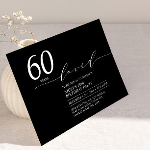 Convite Preto e Branco 60 Anos Amados Festa de Aniversár