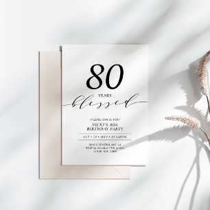 Convite Preto e Branco   80 Anos Amados Festa de Aniversár