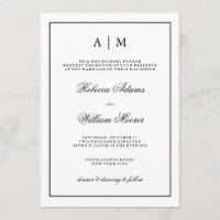 Convite preto e branco à moda do casamento