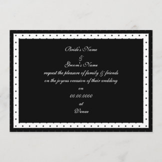 Convite preto e branco do casamento das bolinhas
