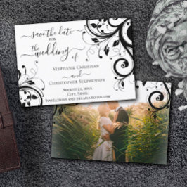 Convite Preto e Branco Festivo Salve a data de volta Foto