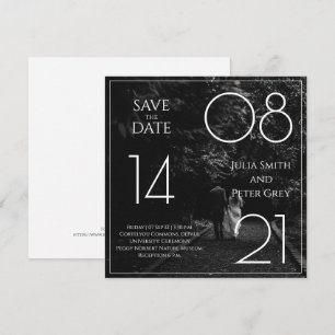 Convite Preto e Branco Foto Personalizada Salvar a Data Ca