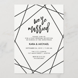 Convite Preto e Branco Geométrico   Estamos Casados