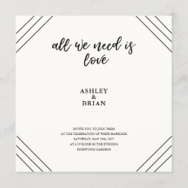 Convite Preto e branco mínimo do amor