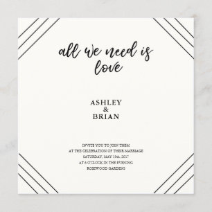 Convite Preto e branco mínimo do amor