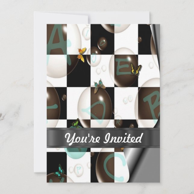 Convite Preto e branco moderno (Frente)