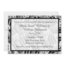 Convite preto e branco para Festa de noivado de pi