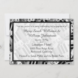 Convite preto e branco para Festa de noivado de pi