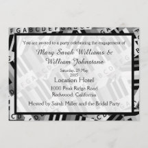 Convite preto e branco para Festa de noivado de pi