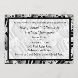 Convite preto e branco para Festa de noivado de pi