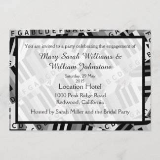 Convite preto e branco para Festa de noivado de pi