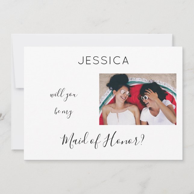 Convite Preto e branco Seja minha Madrinha de casamento Pr (Frente)