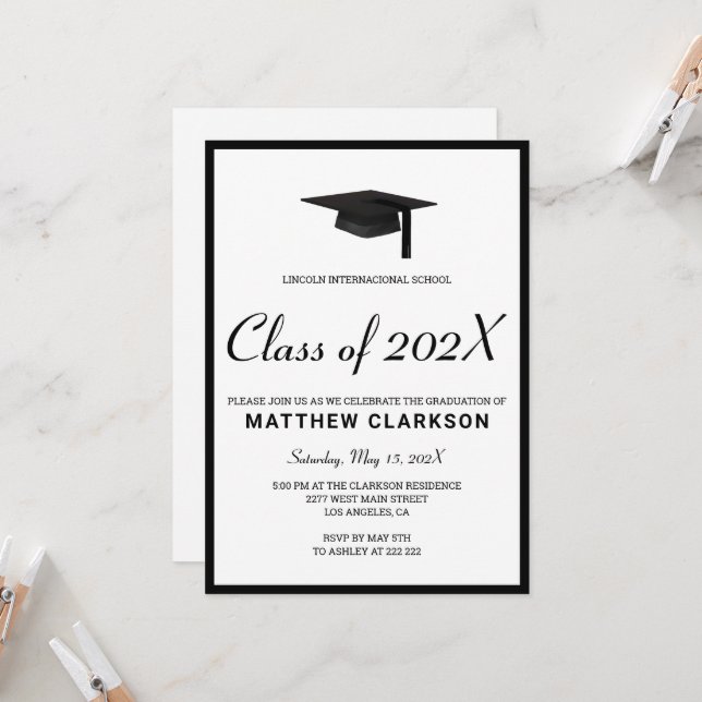 Convite Preto e Branco Simples (Frente/Verso In Situ)