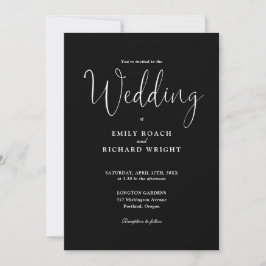 Convite Preto E Branco Tudo Em Um Script Elegante De Casam