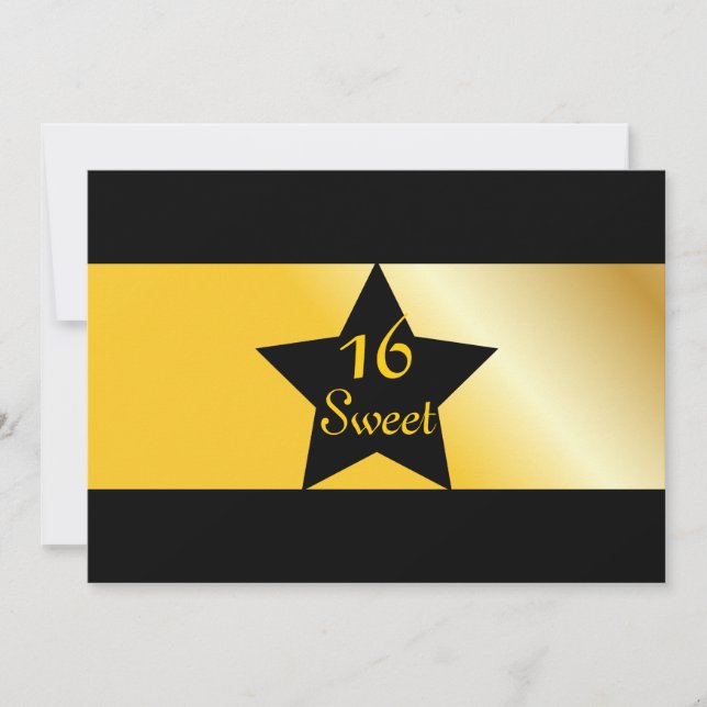Convite Preto E Dourado 16 Doce - Personalizar (Frente)