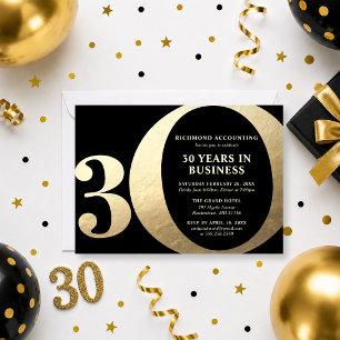 Convite Preto e Dourado 30º Aniversário de Negócios