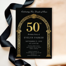 Preto e Dourado Cinco Décadas de Graça 50º Anivers