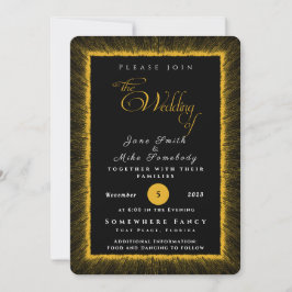 Convite Preto e Dourado com monograma